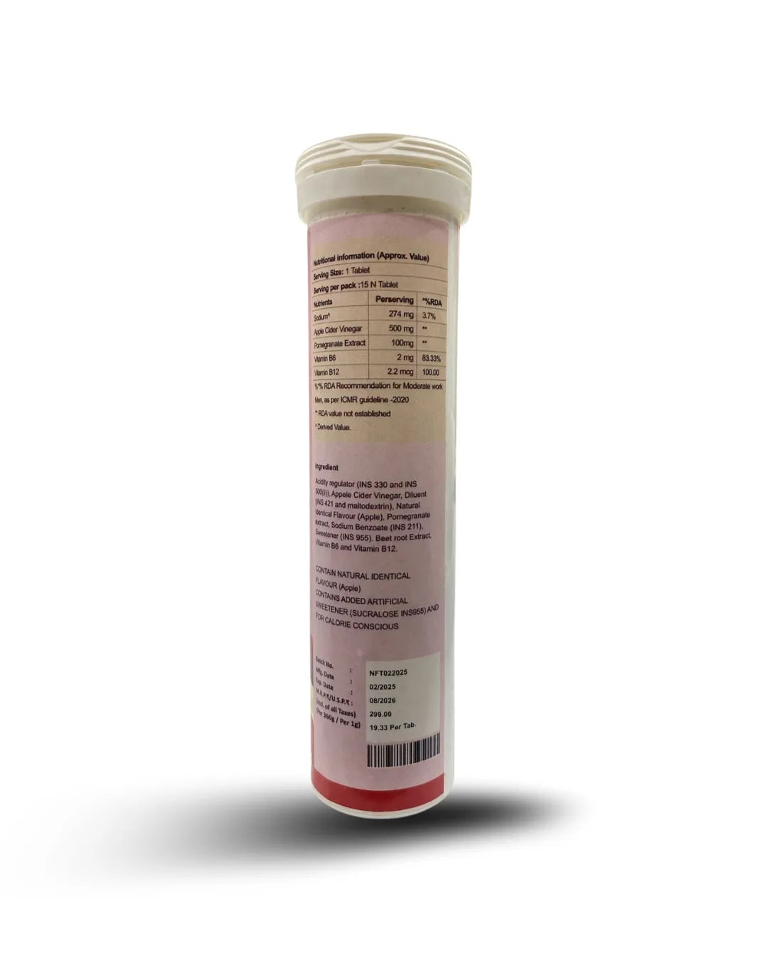 BuyPure Apple Cider Vinegar Effervescent Tablet With Mother|Supports Metabolism & Appetite Control| With 500Mg Acv, Vit B6 & B12| No Maltodextrin, No Added Sugar|