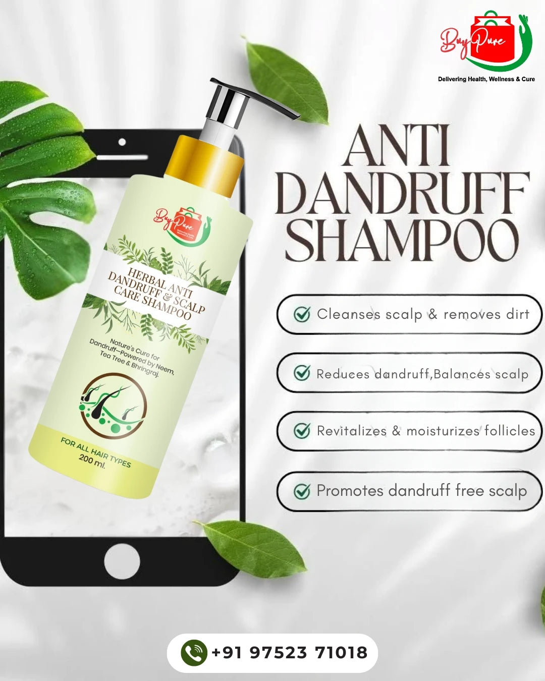 BuyPure Herbal Anti Dandruff & Scalp Care Shampoo