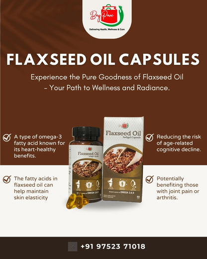 Cold Pressed Flaxseed Oil Omega 3 6 9 Capsules 60 (1000mg), 100 g for Men and Women | Omega 3 Supplement | Omega 369 | Flaxseed Oil Omega3 Capsule | Omega Fatty Acid - 60 Capsules