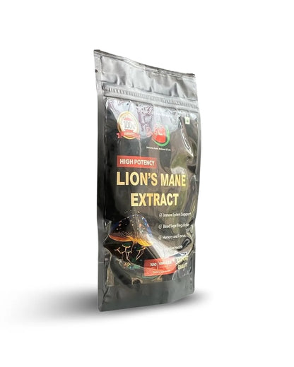 High Potency Lion's Mane Extract Mushroom Powder 100 g | Immune System Support | Blood Sugar Regulation | Memory & Focus | Digestive Health