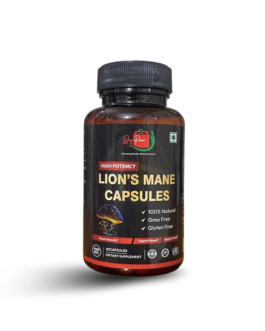 High Potency Lion's Mane Mushroom 60 Capsules, 50 g | 100% Natural | Gmo Free | Gluten Free