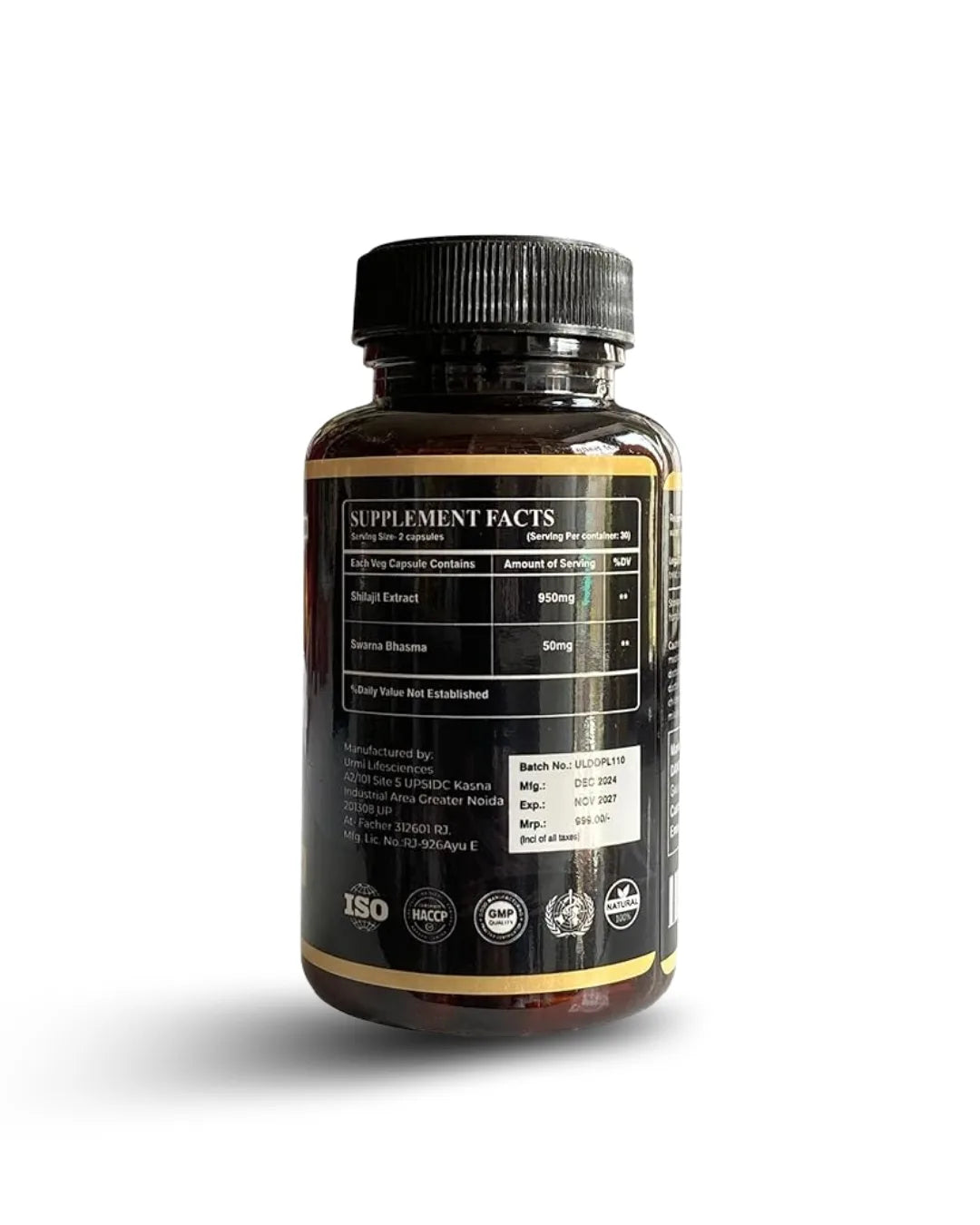 BuyPure Himalayan Shilajit Gold 60 Capsules, 50 g | Boosts Energy | Increases Stamina | Fuel Your Life with Shilajit Gold